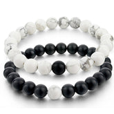 Mens Beaded Marble Bracelet Yin Yang Energy