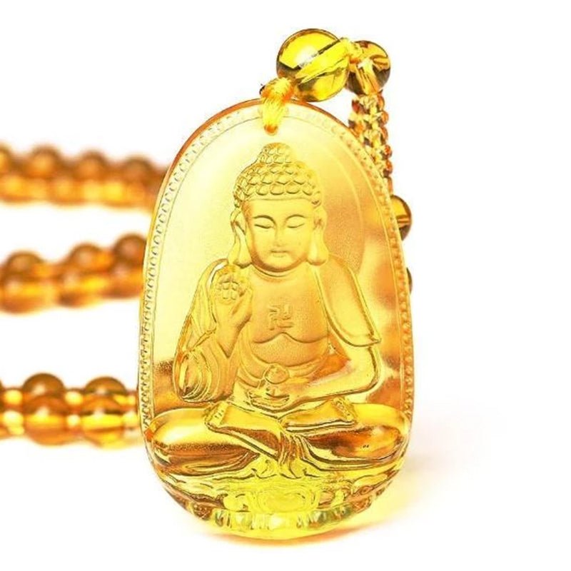 Citrine Buddha Pendant Necklace