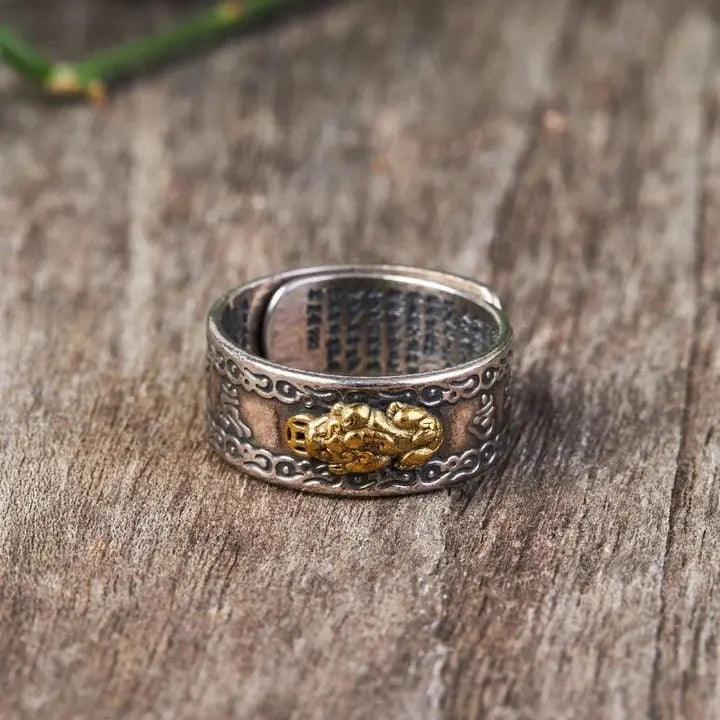 Feng Shui Pixiu Ring with Buddhist Mantra