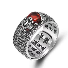 Garnet Pixiu Mantra Ring